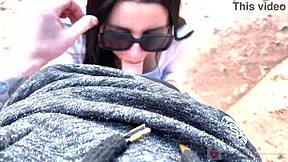 Cute Couple In Beautiful Canyon Gives Deep Blowjob With Glasses