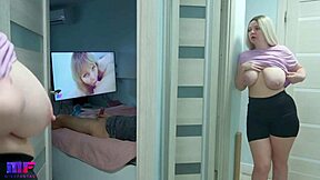 stepdaughter with big tits spies on stepdad, what next?