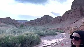 Cute Couple In Beautiful Canyon Gives Deep Blowjob With Glasses
