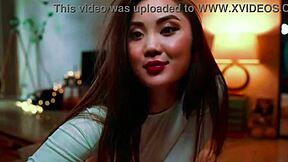 Flexible asian ballerina stretches, feeling her tight pussy during workout