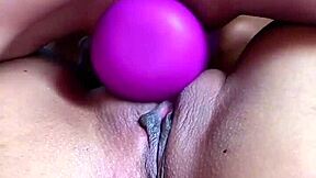 I tribbed with that beautiful babe, vibrator in our wet tight pussies, big clit action