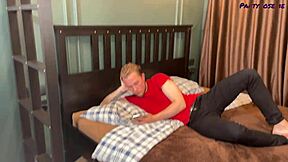 Young man texts old married whore in pantyhose to come over and fuck her