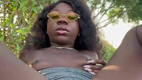 Is Lola Black Playing With Her Pussy Outside?