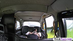 teenie in uniform gets railed by fake driver outdoors