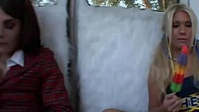 Two Sexy Cheerleaders Share Big Hard Cock