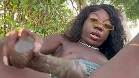 Is Lola Black Playing With Her Pussy Outside?