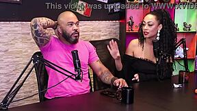 Naughty black woman blows black guy's dick