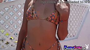 Sexy Latina Teen Katherinne Sofia Sunbathing and Cooling Down Her Hot Body