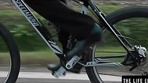 Perfect country girl pleasures herself intensely by the fire.