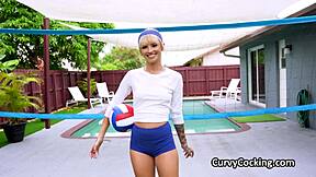 volleyball chick makes trainer's dick hard then rides it