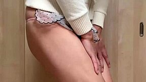 Adorable Girl in Cute Clothes and Underwear Plays with Anal.