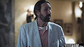 Naughty Latina stepdaughter eagerly meets and fucks big dick mature stepdad hard