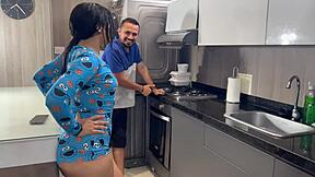 curvy latina mia seduces plumber in pajamas, missionary and oral since husband neglects her 😏