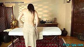 Sexy brunette teen 18+ receives hidden cam massage