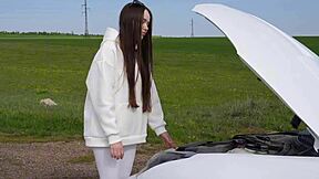 Skinny Girl Fucks Stranger on Highway