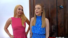 Boy discovers step mom kissing stepsister