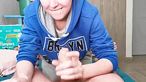 Brunette In Hoodie Gives Intense Blowjob