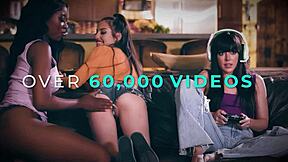 Hot stepmom Dee Williams teaches teen Kenzie Reeves intense scissoring massage