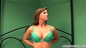 sexy brunette rubs herself outdoors