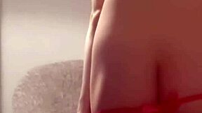 Shooting Japanese slender wearing red sexy shorts.