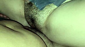 young stepsister plays with tight pussy between sheets, leading to juicy creampie