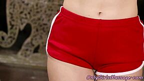 Busty Milf Masseuse Scissoring Petite Teen in Fantasy Scene.