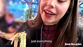 Cute petite girl rides big cock in Budapest sex vlog with Jamie Young