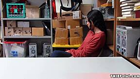 petite half black teen 18+ caught shoplifting, gets fucked by mall cop 😏