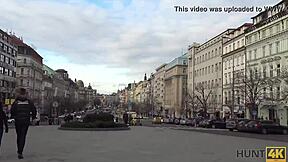 brunette jocelyne fucks shaved pussy for cash in german pov.