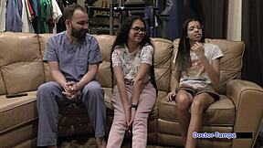 dr tampa examines aria nicole's shaved pussy