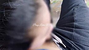 Horny Asian fucks in forest to avoid husband?