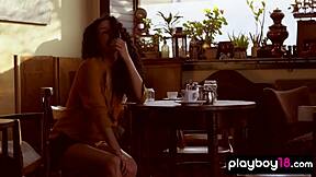 Luca Miklosi Presenting Her Hairy Pussy For Playboy Striptease!