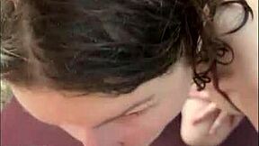 Horny teen in bikini gives oily titjob on public beach