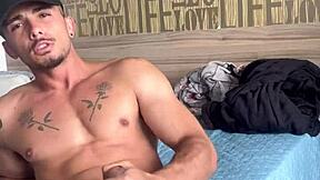 sexy teen MASTURBATES for MUSCULAR bodybuilder