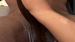 Oiled Brunette Strokes Big Cock To Cum!