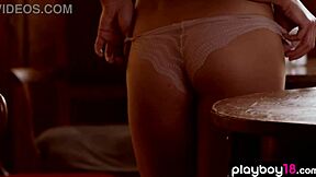 Luca Miklosi Presenting Her Hairy Pussy For Playboy Striptease!