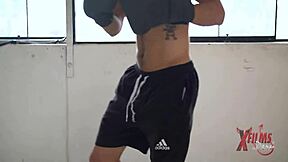 Hot women suck the boxing coach's dick eagerly.