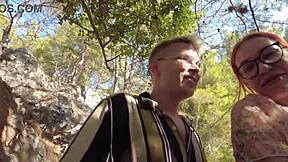 Outdoor adventure in the woods with a new acquaintance