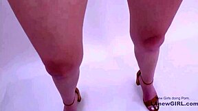 girl next door model gets fucked at a modeling audition, starting with massage and ending in cum swallow on sofa