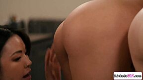 lesbian teacher in taboo threesome with student and stepmom 😏