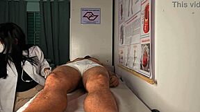 nurse and aesthetician check patient during workout