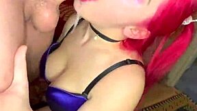 cute teen gets facefucked, rims cock, and drinks sperm eagerly