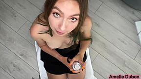 Depraved Amelie Dubon sucks all the cum out of my dick