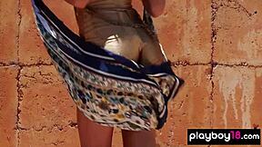 Petite latina teen muse Katherinne Sofia posing nude under hot sun 😎