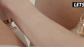 Petite blonde Sylvia Buntarka takes monster cock in missionary, riding, and blowjob positions for hardcore cumshot.