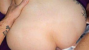 Wife moans during bareback anal worship