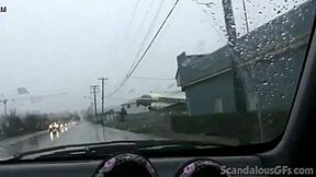 Teen hottie teases and masturbates with toys in the car