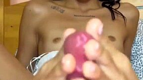 Cum on tiny Latina feet after footjob