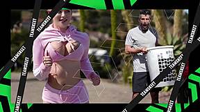 Tiny tits stepsister blowjob!