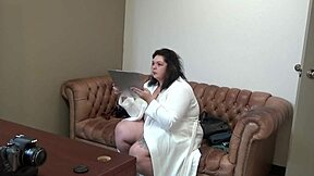 Mia Marks Casting Session on Sofa in California College Interview